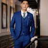Vest nam màu xanh navy vân xước cao cấp