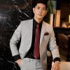 vest nam ghi trắng sáng cao cấp vải wool