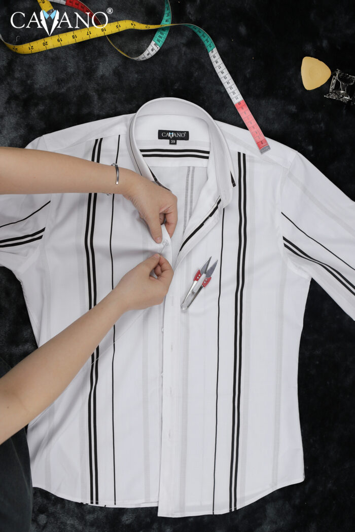 Áo sơ mi cao cấp màu trắng kẻ đen mới