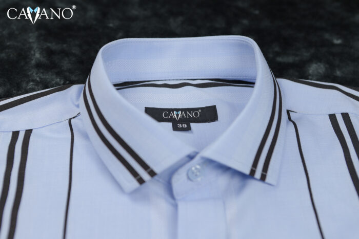 Áo sơ mi xanh blue kẻ chỉ đen cao cấp