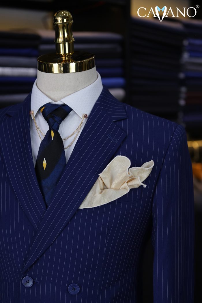 Vest nam xanh dương kẻ dọc 3550