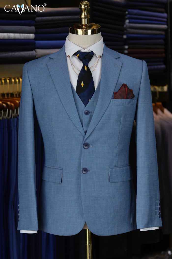 Vest nam màu xanh thiên thanh 873