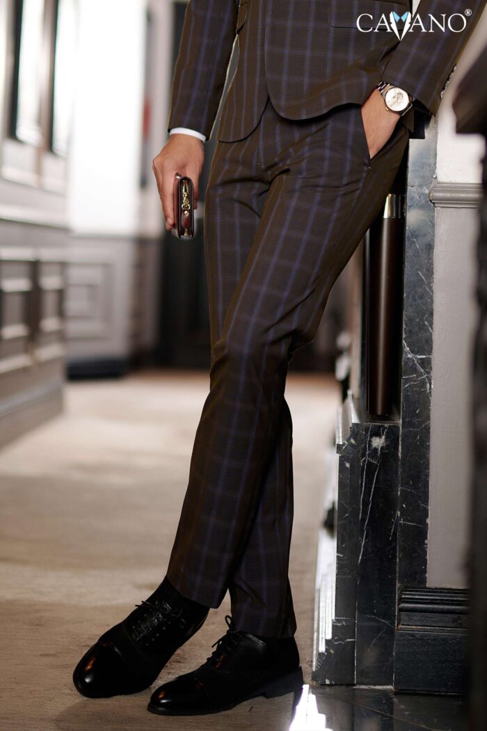 Quần âu nam màu rêu caro-629