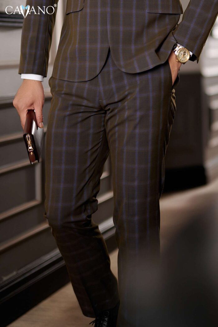 Quần âu nam màu rêu caro-629