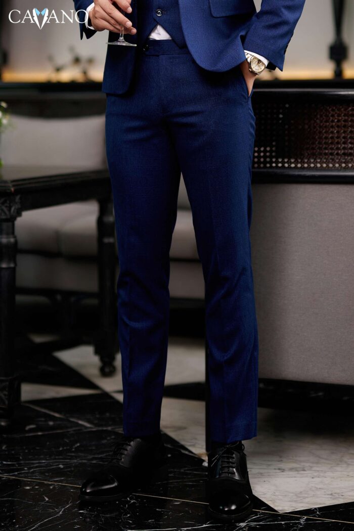 Quần âu nam màu xanh caro kẻ chìm-844