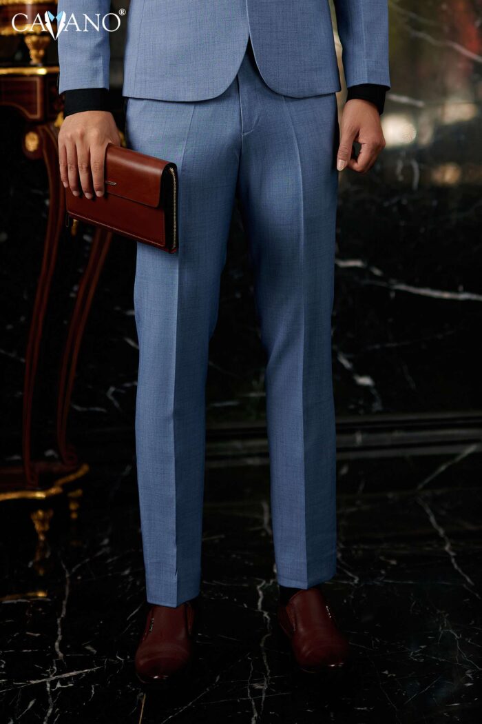 Quần âu nam màu xanh dương vân xước-842