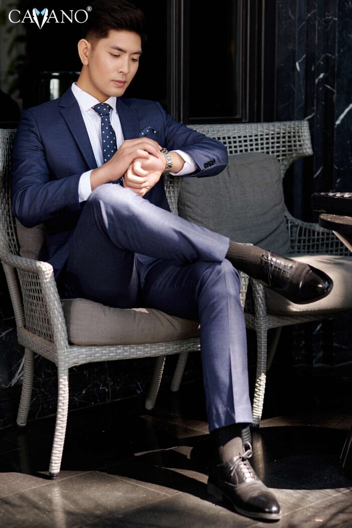 Quần âu nam xanh tím than mới-852